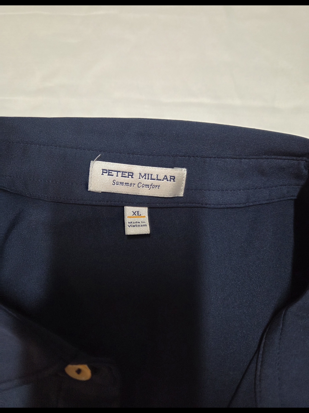 Peter Millar Dark Navy Collared Shirt Summer Comfort
